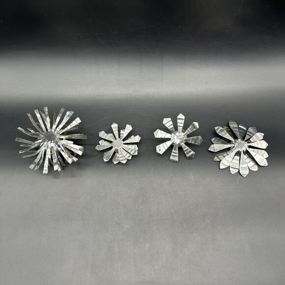 Vintage Atomic Flower Christmas Ornaments Aluminum Handmade Mid Century Modern - Picture 4 of 8